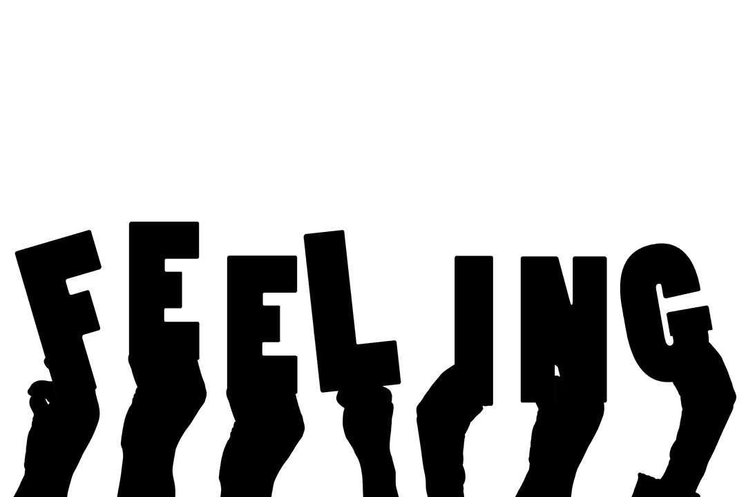 Hand Overlapping Interface with Feeling Text on Transparent Background