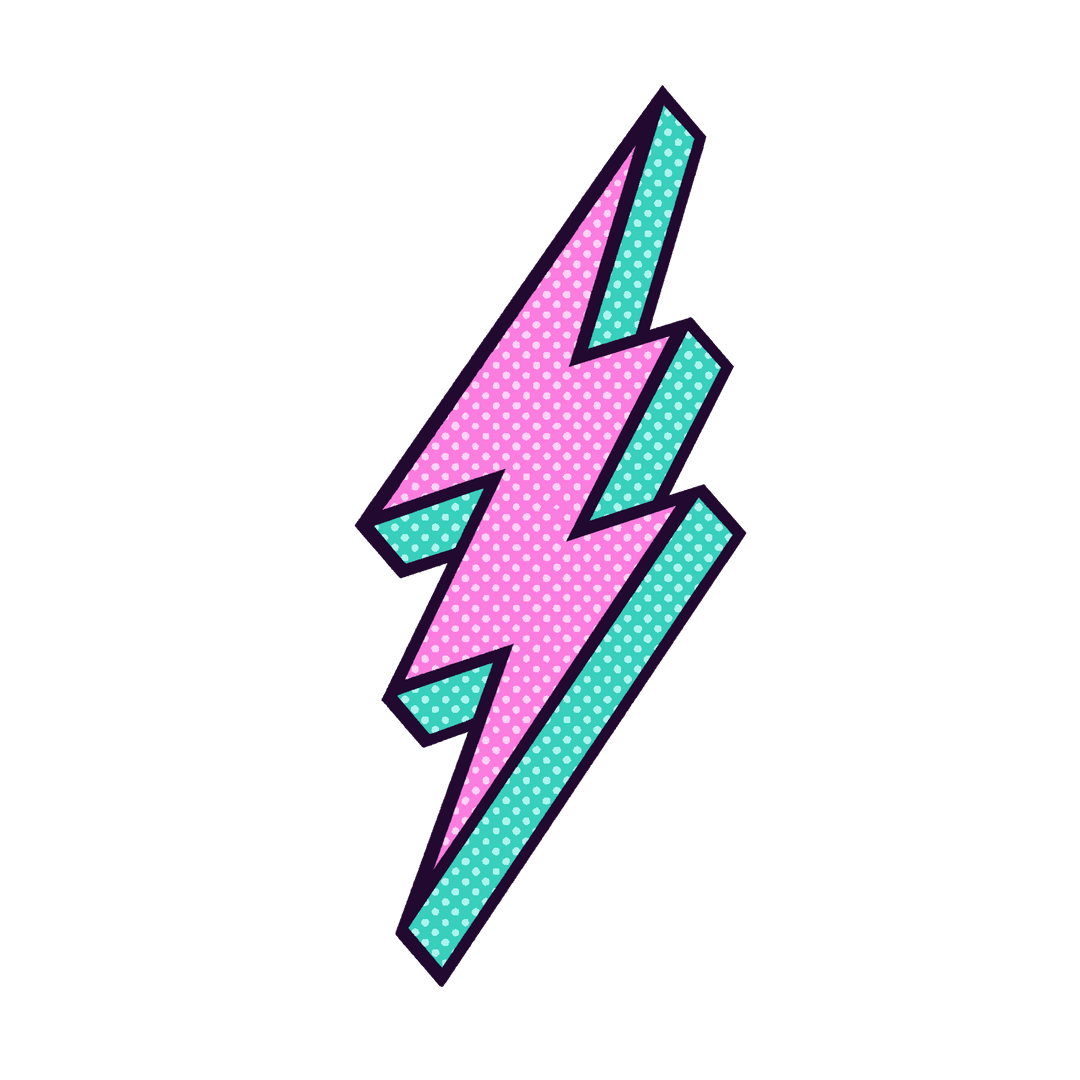 Geometric Lightning Bolt with Polka-Dot on Transparent Background