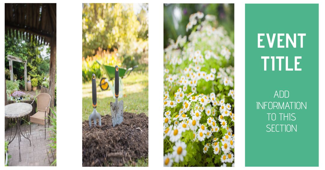 Charming Garden Event Invitation Template with Lush Flowers