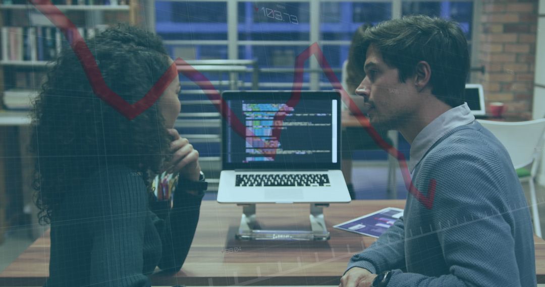 Business Meeting with Digital Analytics Visualization