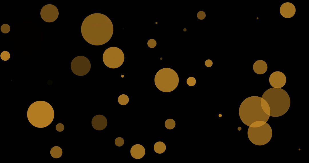 Golden Circles on Black Background Digital Abstract Art