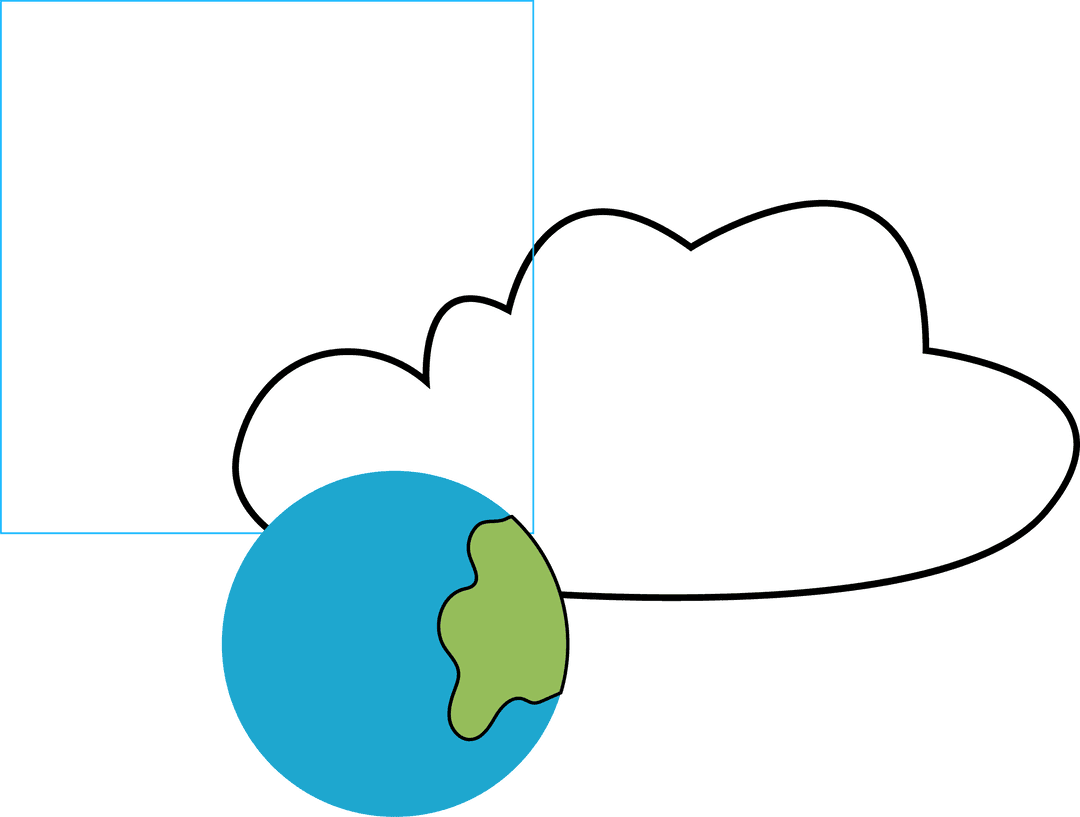 Minimalist Globe and Cloud Overlap on Transparent Background