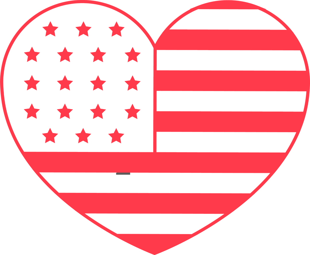 American Flag Heart Vector on Transparent Background for Patriotic Design