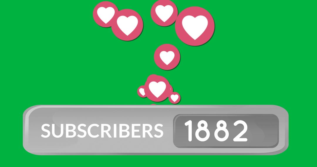Digital Subscribers Counter with Floating Heart Icons