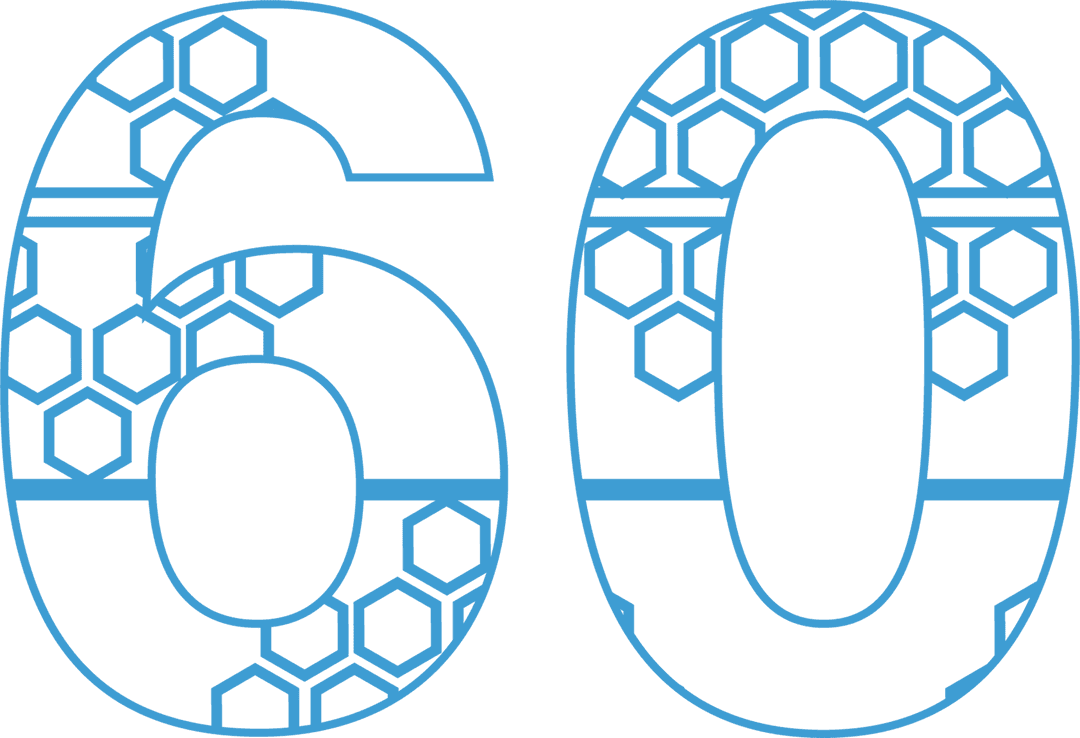Blue 60 Number with Pattern on Transparent Background for Celebrations