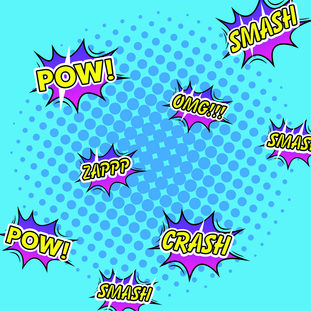 Dynamic Comic Sound Effects on Transparent Background