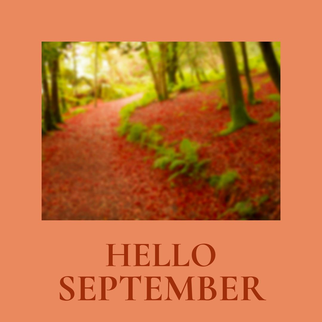 Welcome September in Vibrant Autumn Forest Pathway