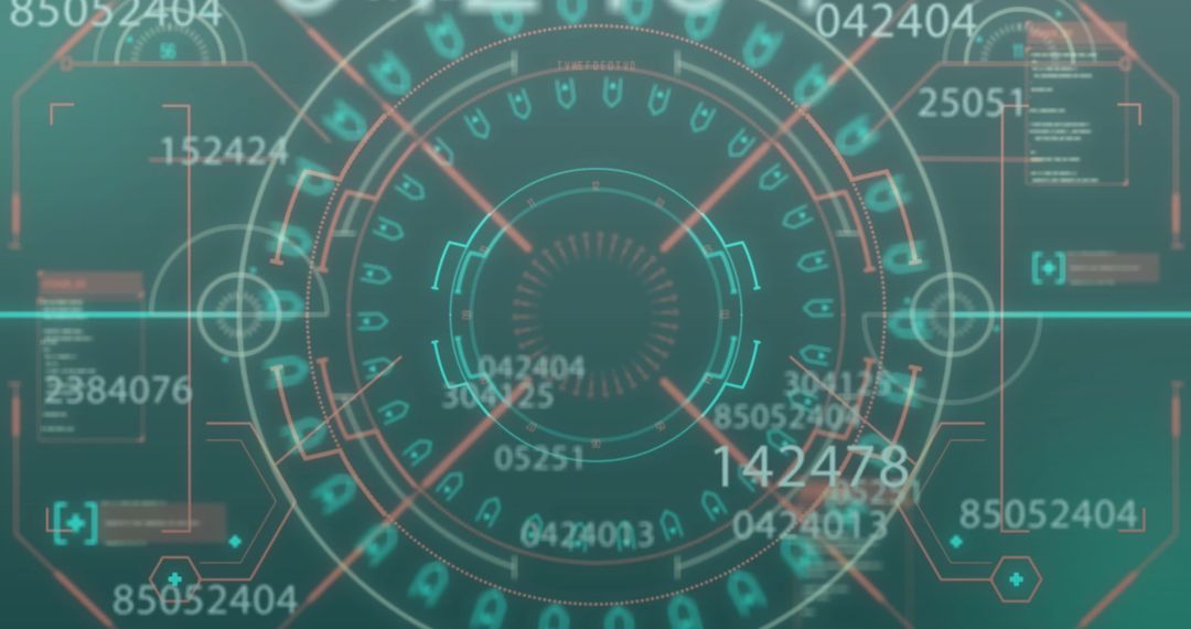 Futuristic Digital Interface with Circular Scanner Elements