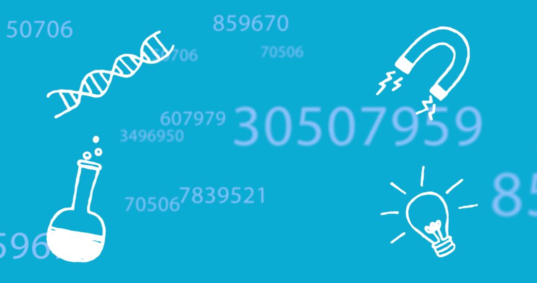 Innovative Science and Technology Symbols on Digital Background