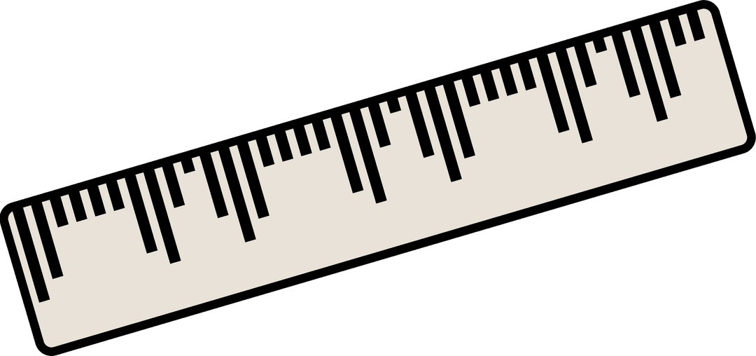 Transparent Ruler with Measurement Ticks in Minimalist Flat Design