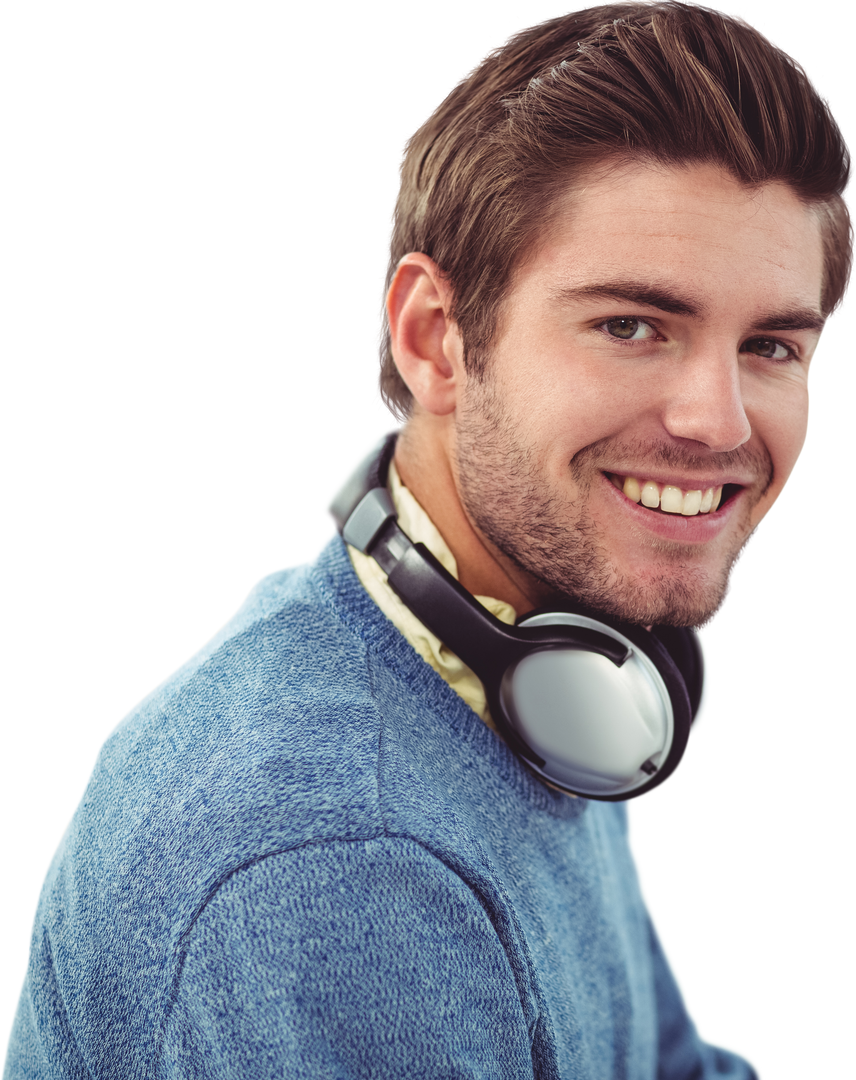 Smiling Male Wearing Headphones on Transparent Background - Download Free Stock Images Pikwizard.com