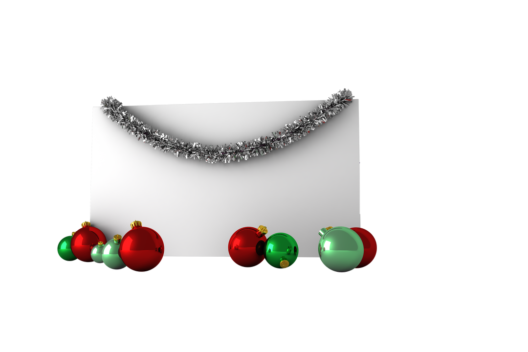 Christmas Ornaments and Tinsel on Transparent Background with Blank Card - Download Free Stock Images Pikwizard.com