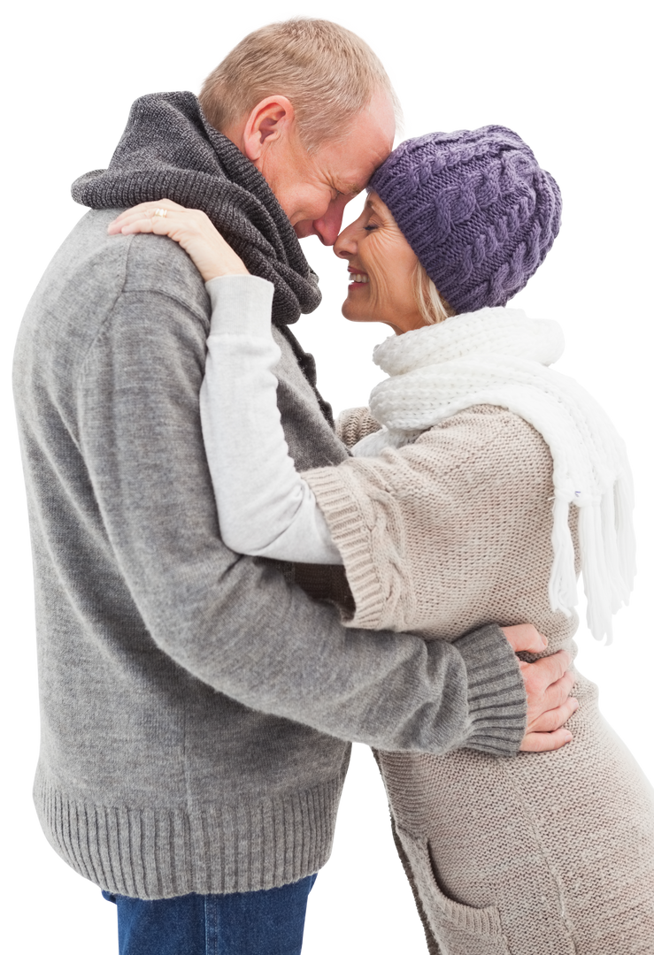 Happy Mature Couple Embracing in Winter Clothes Transparent - Download Free Stock Images Pikwizard.com