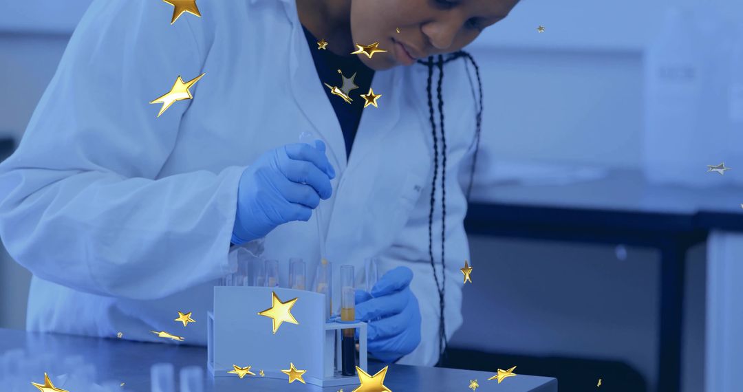 Female Scientist Working Precisely with Test Tubes in a Laboratory