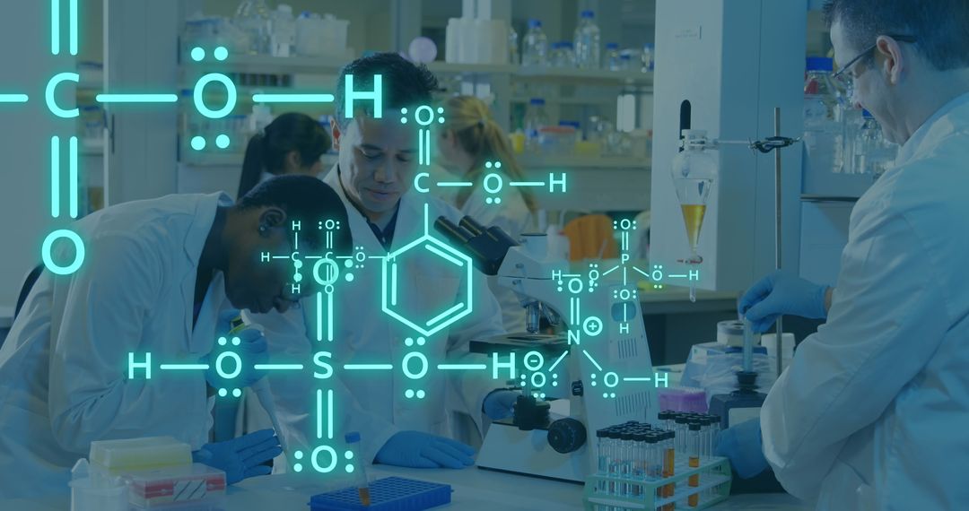 Diverse Scientists in Laboratory Analyzing Digital Data