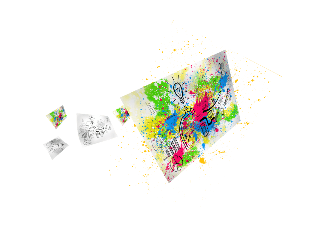 Transparent Innovative Drawing on Splashing Colors Diagram