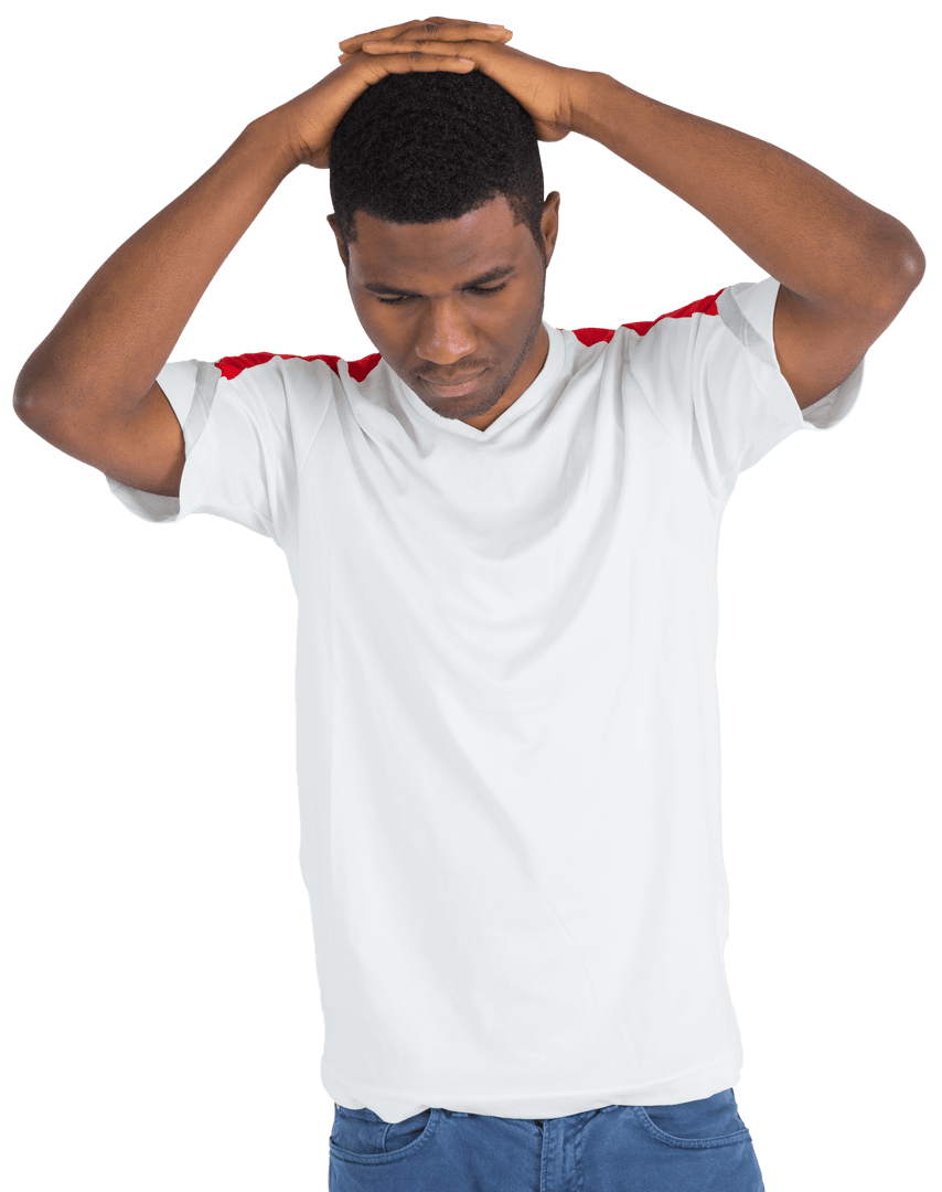 Transparent Disappointed Fan Holding Hands on Head