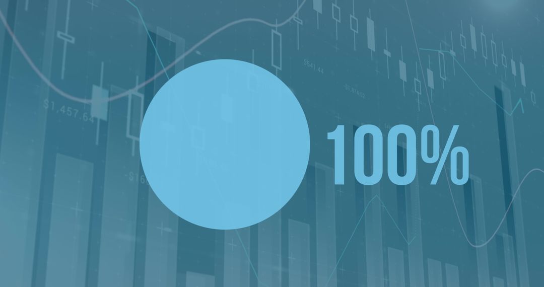 Dynamic Blue Pie Chart Showcasing 100 Percent Completion