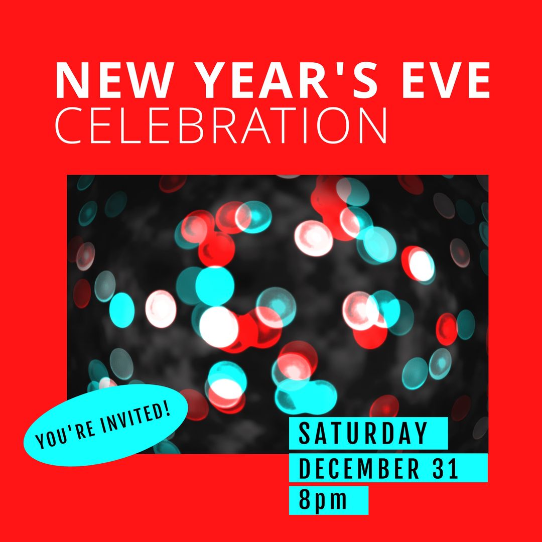 New Year's Eve Celebration Invitation with Colorful Bokeh Lights - Download Free Stock Templates Pikwizard.com