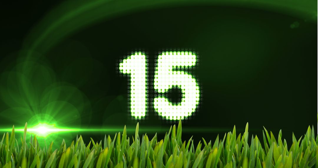 Animated Countdown with Digital Lights 15 on Grass Background - Free Images, Stock Photos and Pictures on Pikwizard.com