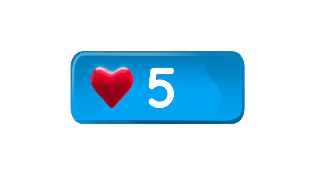 Social Media Like Button with Heart Icon and Number Counter