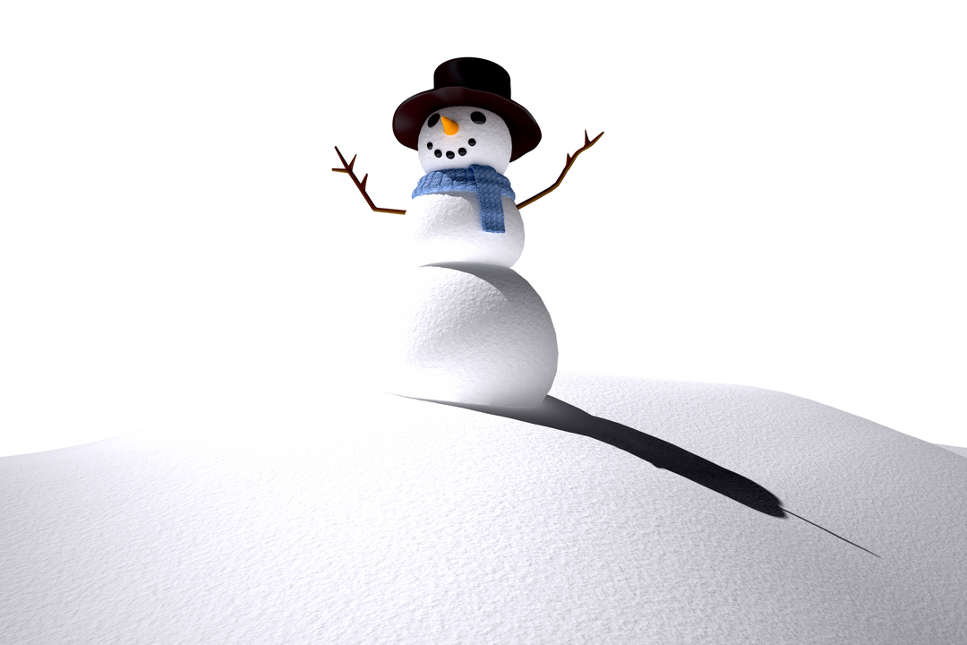 Happy Snowman on Snow with Scarf and Hat Transparent Background - Download Free Stock Images Pikwizard.com