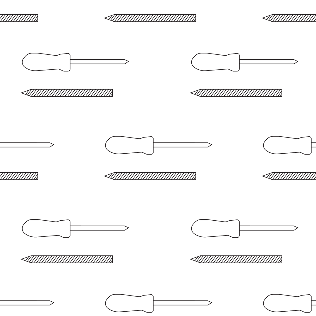 Seamless Tools Pattern Illustrating Simple Hand Tools on Transparent Background