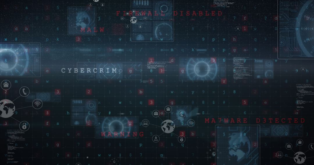 Illustrated Concept of Cybercrime with Digital Data Graphics