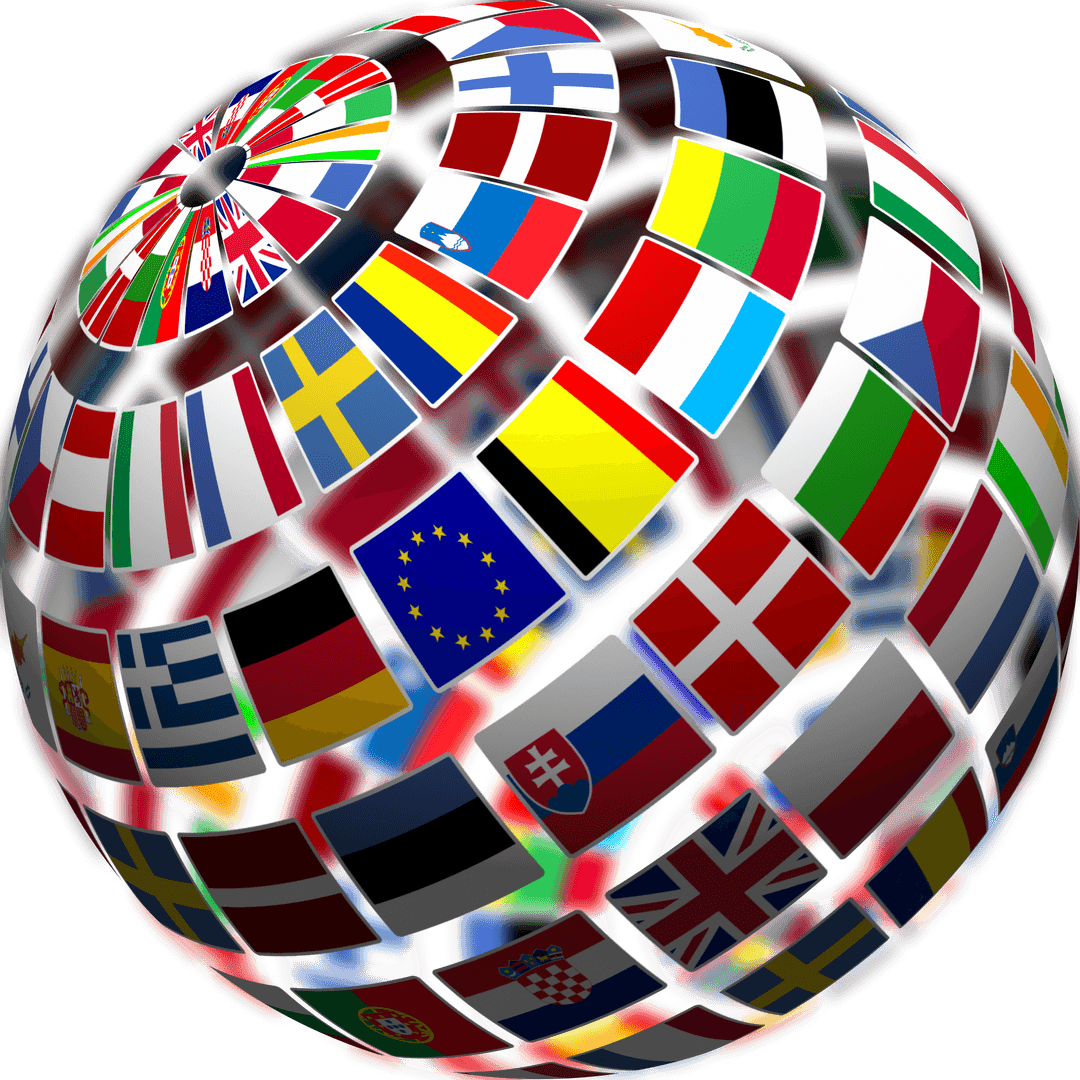 Transparent Globe Shape Formed by Flags of the World