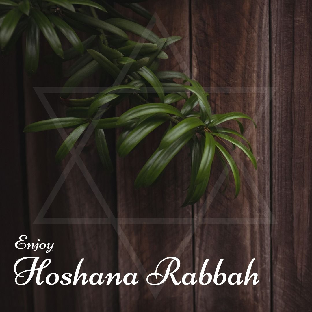 Composite of enjoy hoshana rabbah text with star of david and plants on wooden table - Download Free Stock Templates Pikwizard.com