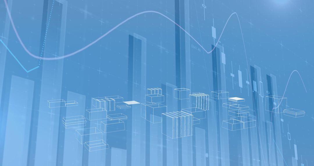 Abstract Futuristic Cityscape with Data Graphs