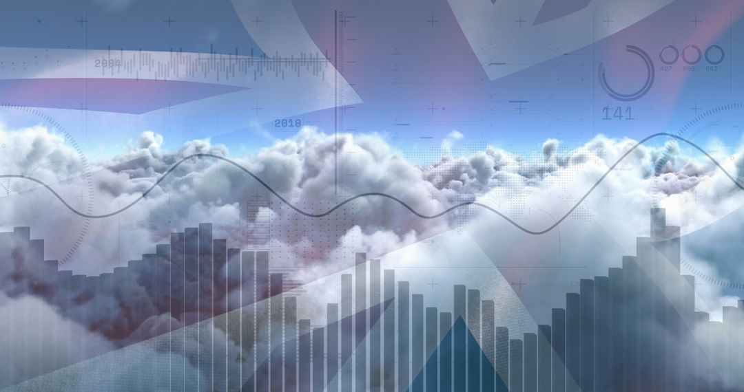Digital Data Processing with UK Flag and Clouds Background - Free Images, Stock Photos and Pictures on Pikwizard.com