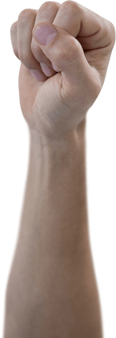 Transparent Clenched Fist Raised for Strength and Unity