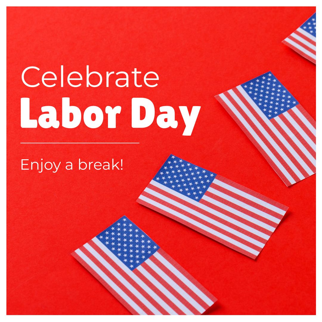 Celebrate Labor Day with American Flag on Red Background