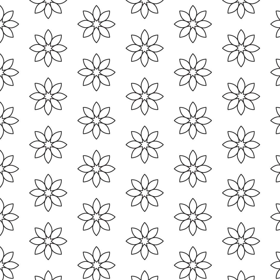 Transparent Black Flower Pattern Vector on Clear Background