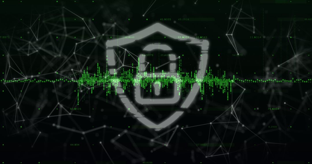 Cyber Security Concept with Padlock and Data Visualization