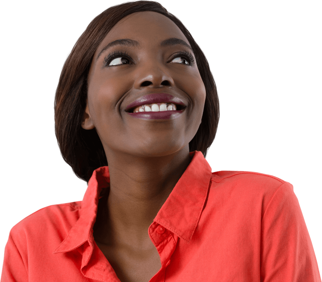 Joyful African Woman Smiling in Transparent Background