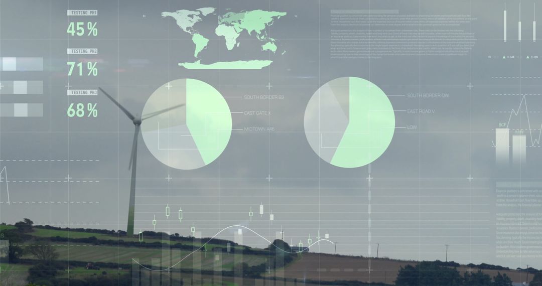 Wind Turbine with Data Visualization in Rural Landscape
