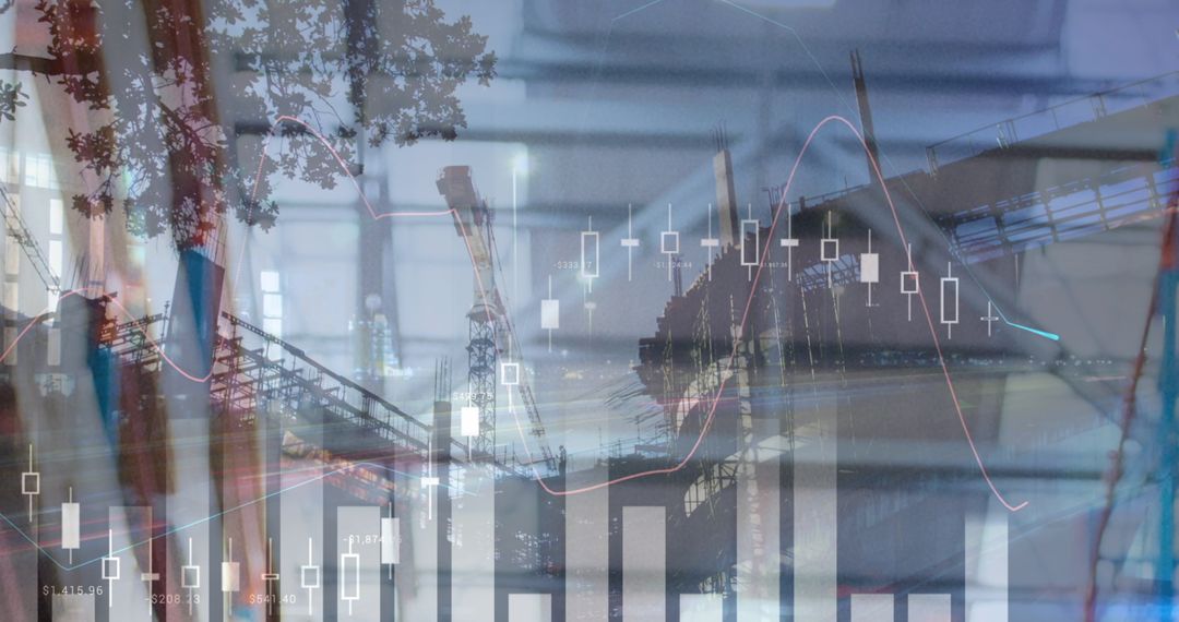 Futuristic Financial Data Interface Over Urban Backdrop