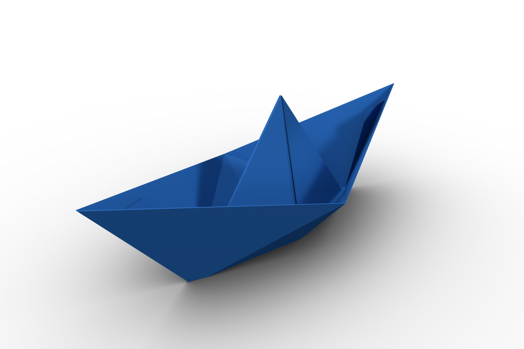 Blue Origami Paper Boat on Transparent Background Construction Concept - Download Free Stock Images Pikwizard.com