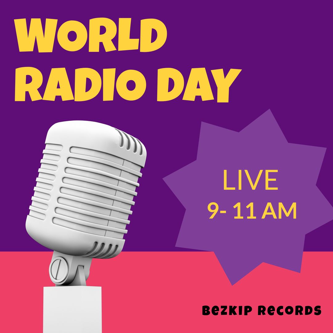 Vintage Microphone Over Bright Background for World Radio Day Announcement - Download Free Stock Templates Pikwizard.com