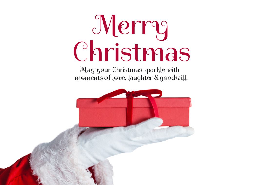 Santa's Hand Holding Gift Box with Merry Christmas Message - Download Free Stock Templates Pikwizard.com