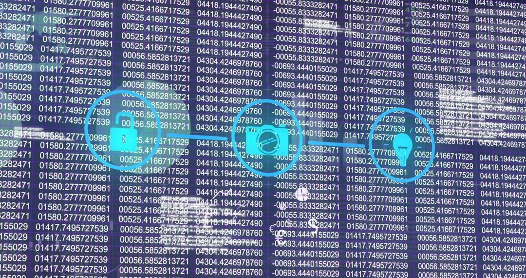 Data Processing Technology With Security and Information Icons