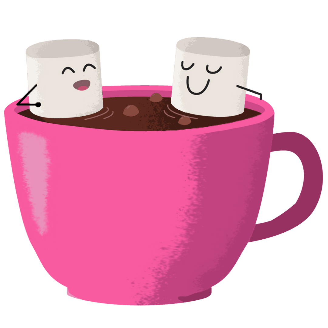 Whimsical Marshmallows Relax in Hot Chocolate
