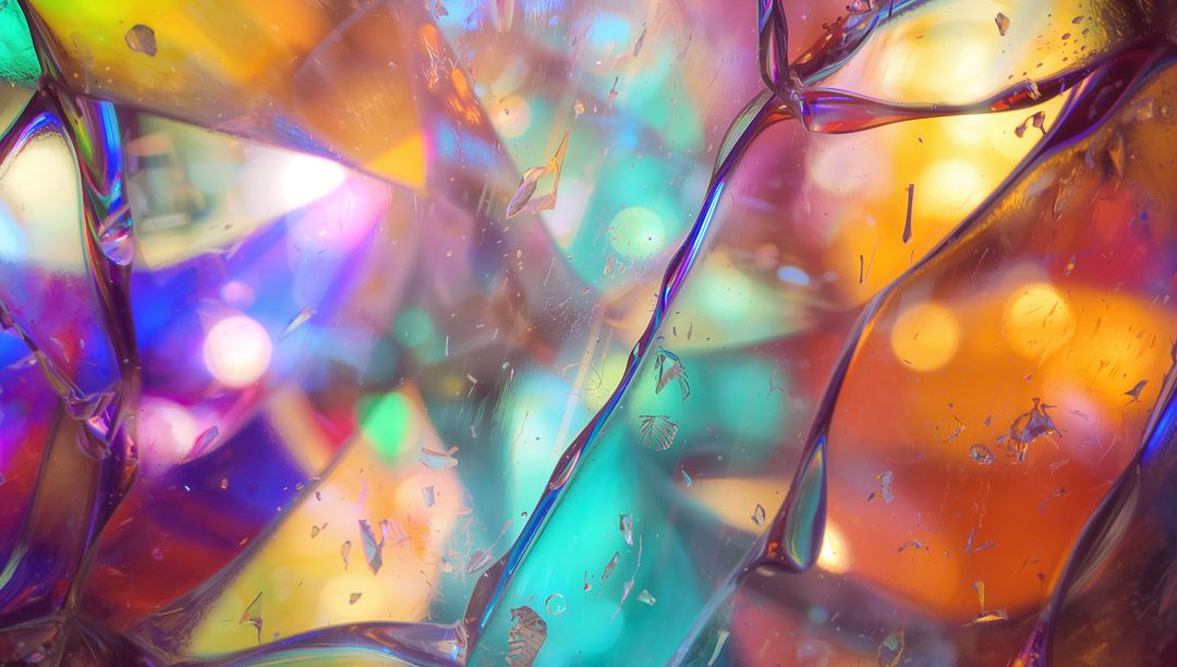 Colorful Shattered Glass with Light Refraction Effect