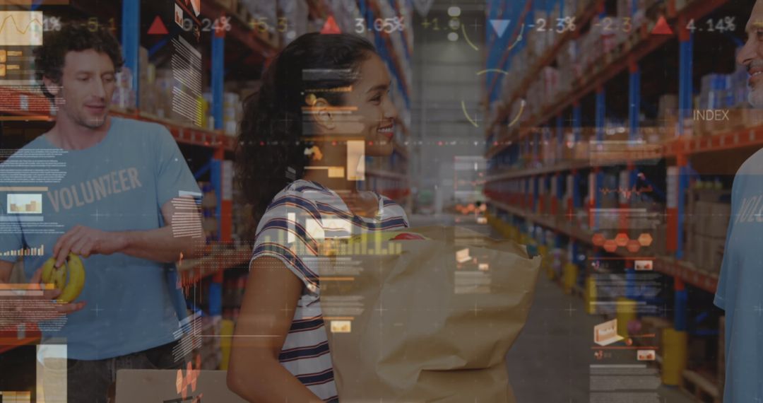 Warehouse Team with Data Processing Concept