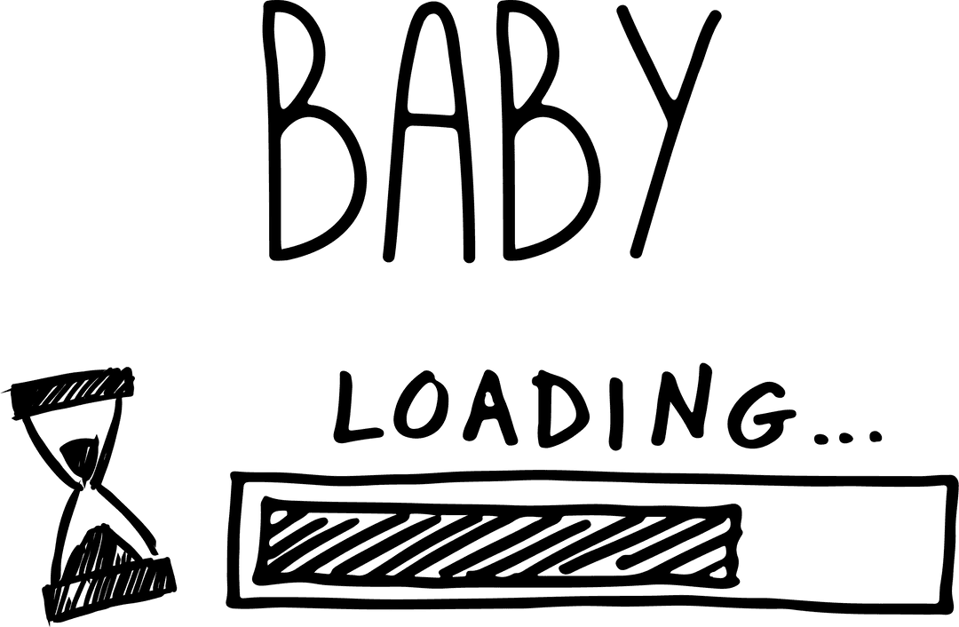 Loading Process Digital Text with Transparent Hourglass Illustration