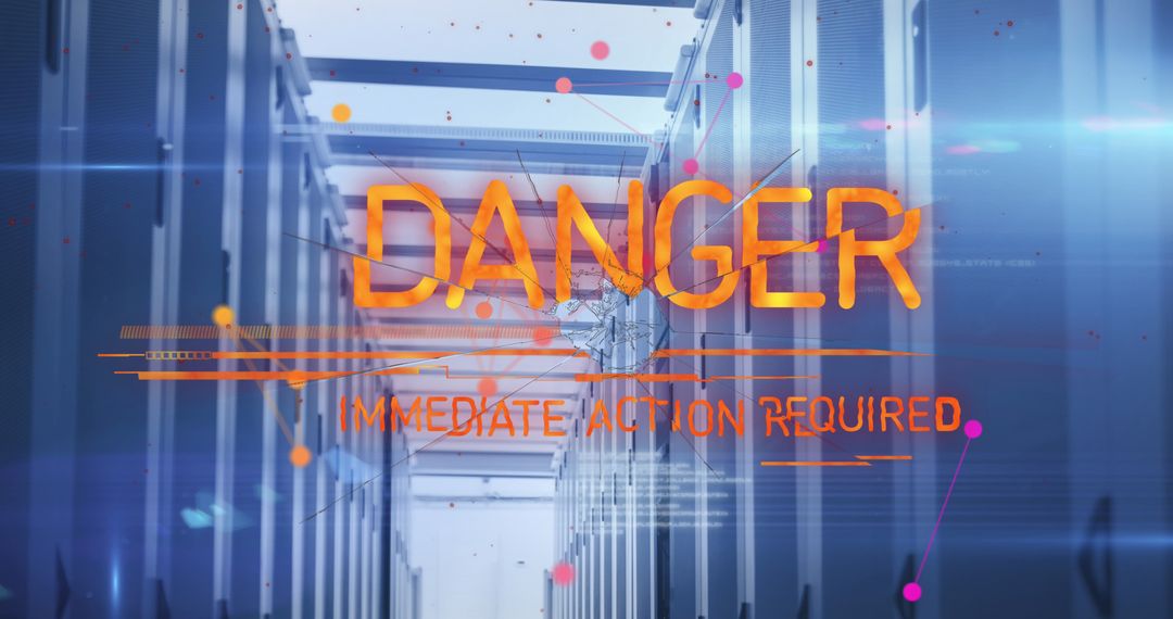Danger Action Alert in Data Center Hallway