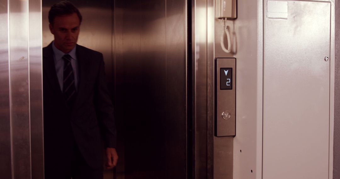 Businessman Exiting Elevator in Corporate Building - Free Images, Stock Photos and Pictures on Pikwizard.com