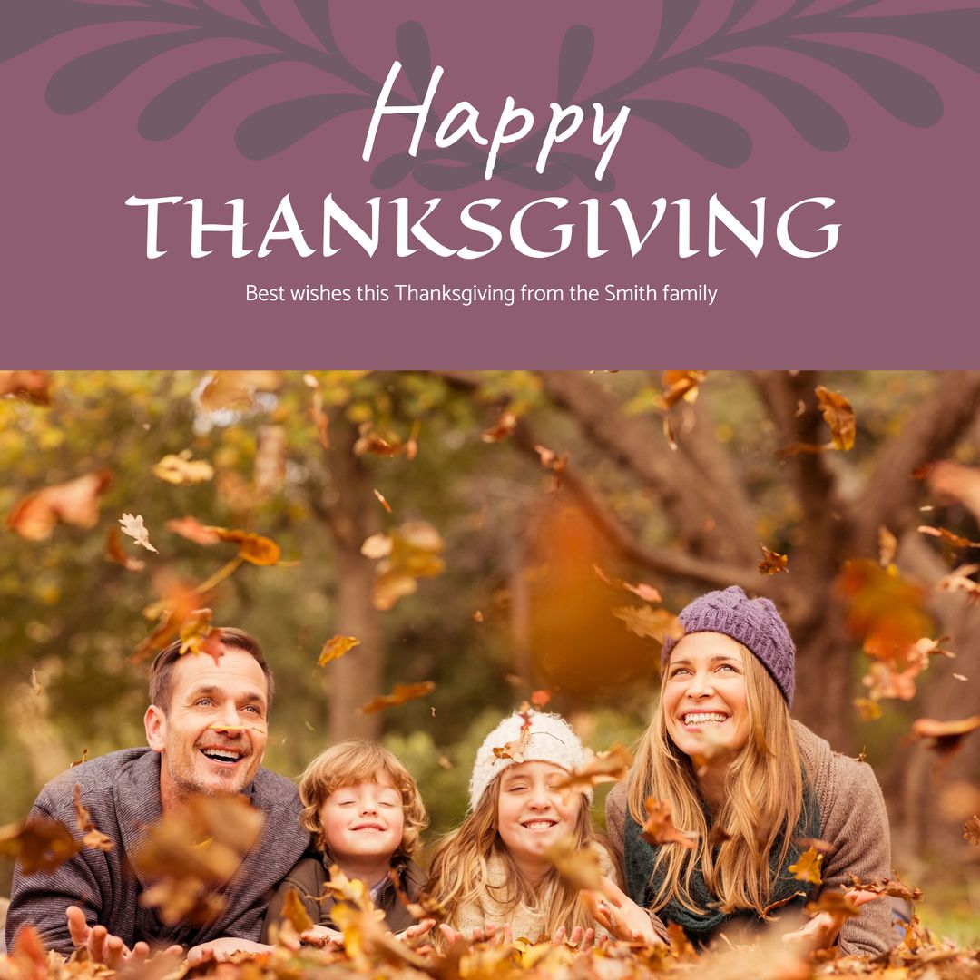 Happy Family Playing in Autumn Leaves for Thanksgiving - Download Free Stock Templates Pikwizard.com